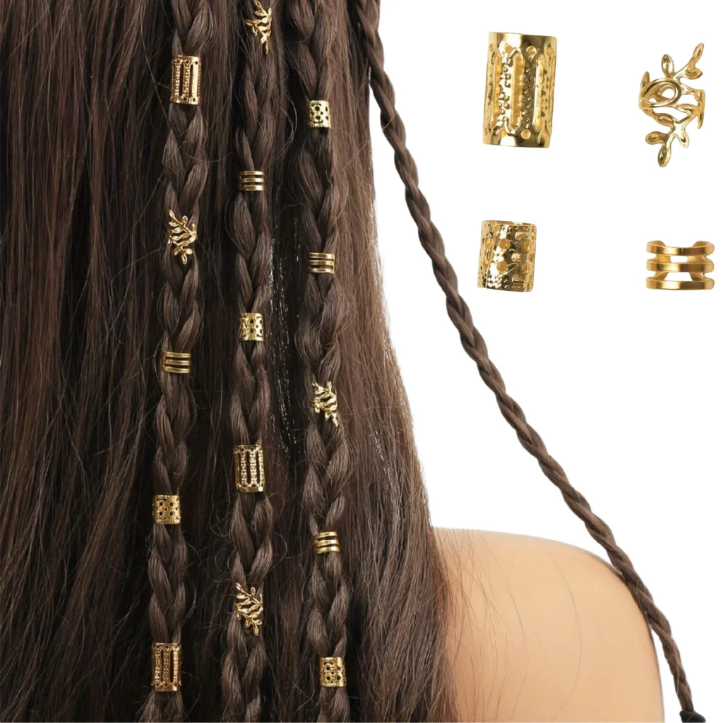 Elegant Hollow Out Hair Rings Set of 40/80 Goddess Copper elegant hollow out gold hair rings for braids and locs

