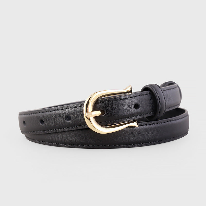 Leather Belt with Golden Buckle Goddess Copper faux leather belt with polished gold-tone buckle

