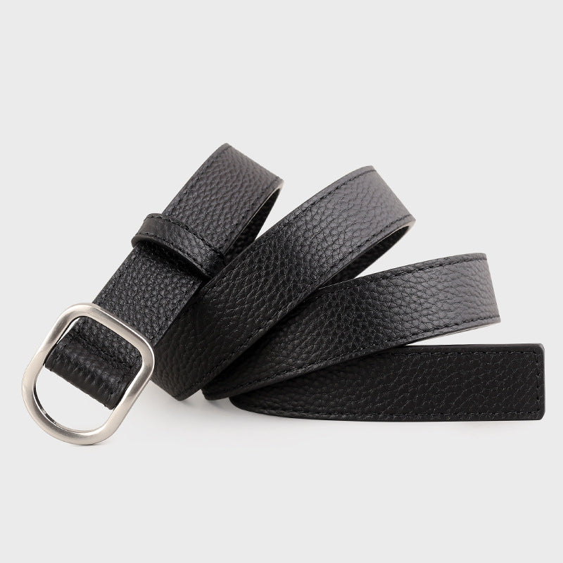  Leather Belt with Silver Buckle Goddess Copper faux leather belt with silver-tone buckle minimalist style

