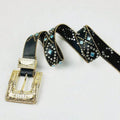  Rhinestone Inlaid PU Leather Belt Goddess Copper PU leather belt with subtle inlaid rhinestone detail

