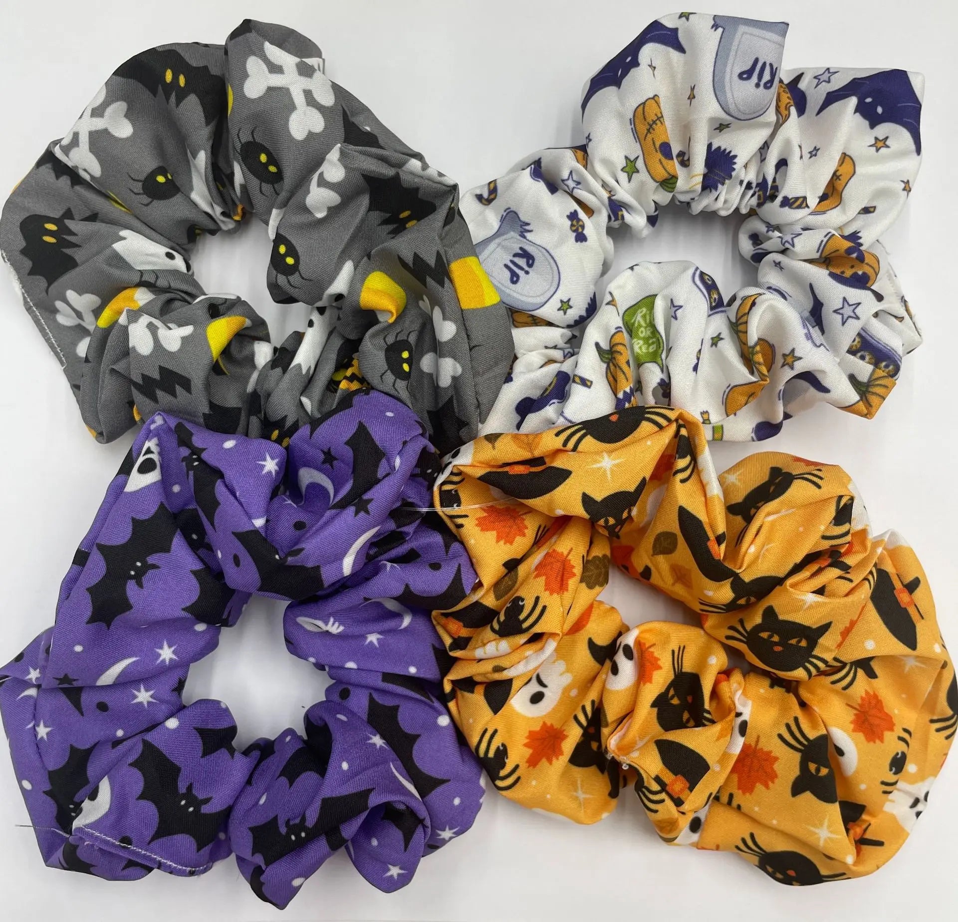 Goddess Copper Halloween Hair Scrunchies – 10-Pack Pumpkin Ghost Spider Web Ties