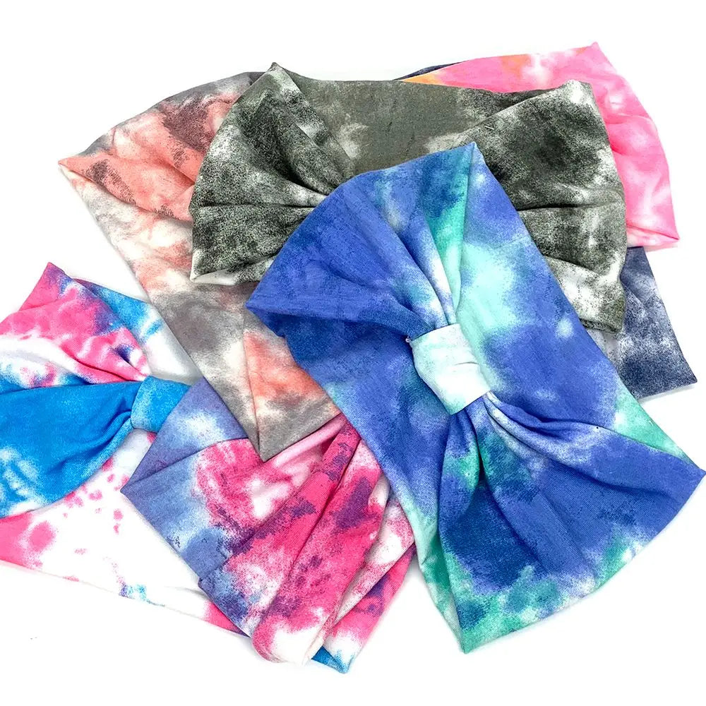 Colorful headbands with a bow on a white background