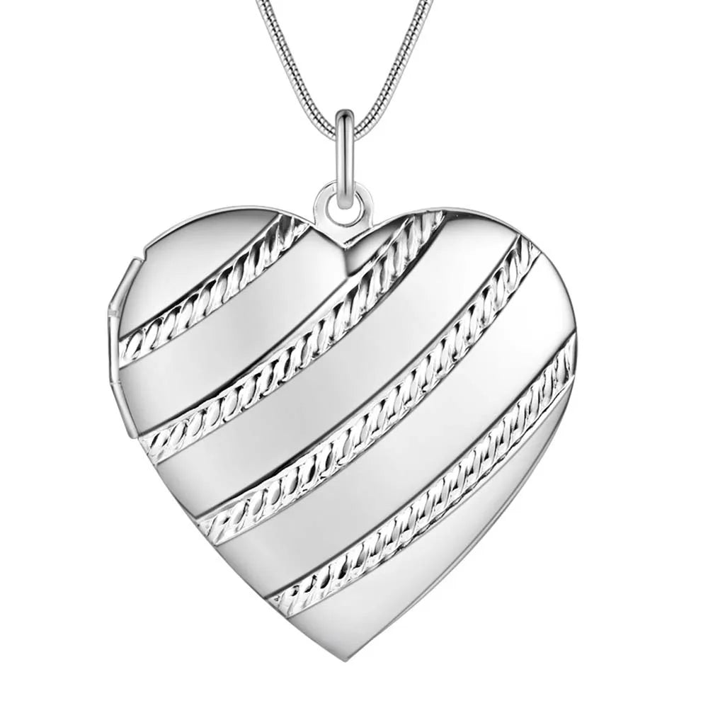 925 Sterling Silver Heart Pendant Necklace