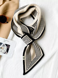 Striped Knitted Winter Scarf Goddess Copper striped knitted winter scarf in cozy soft knit fabric

