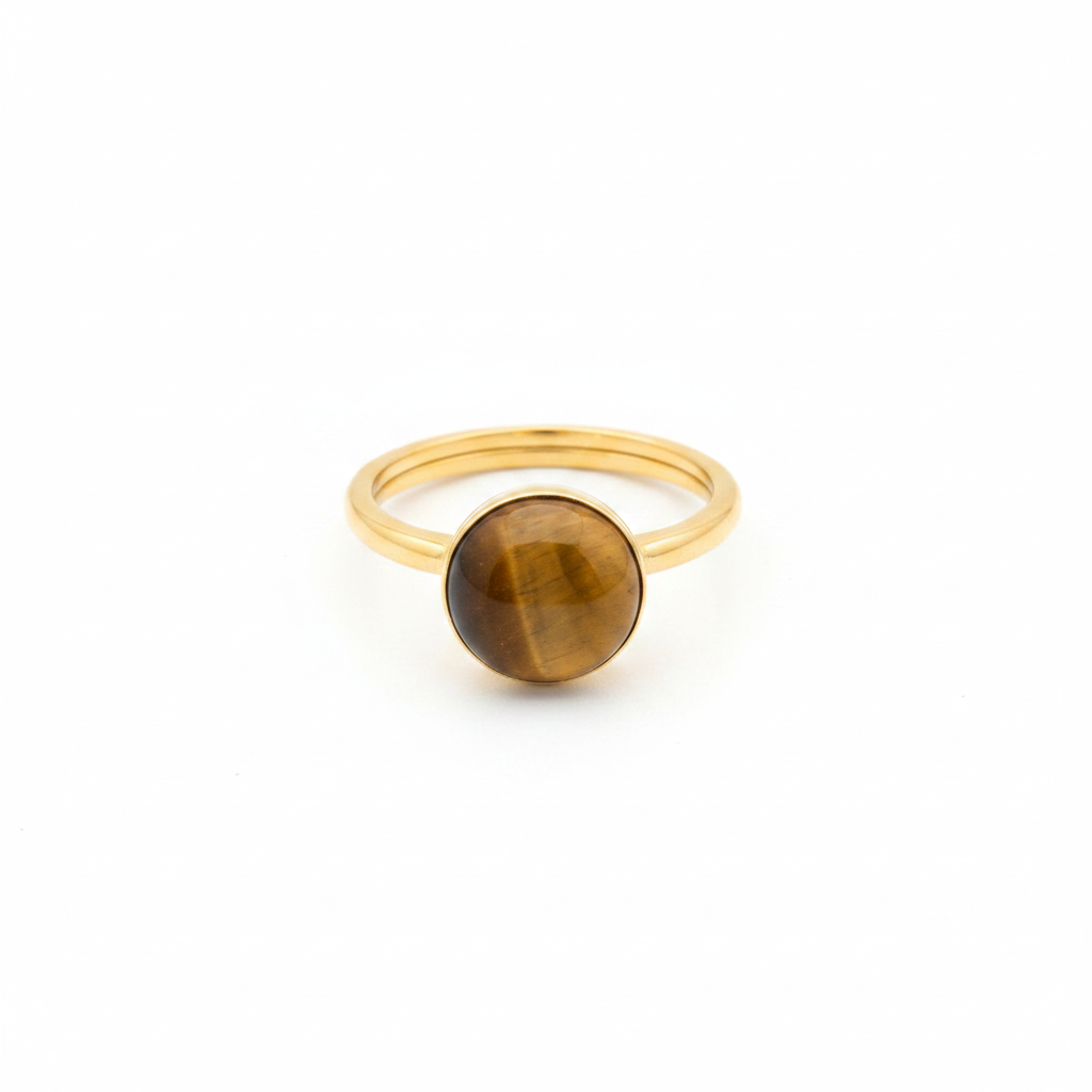Tiger's Eye Adjustable Ring – White Background