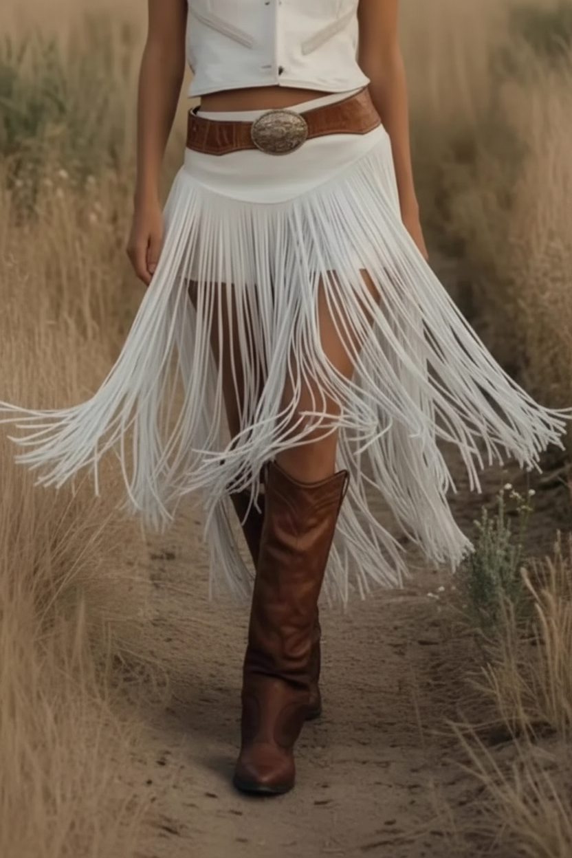 White Fringe Skirt Lifestyle